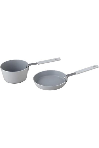 Generic Parfait 2-Piece Durable Non-Stick Aluminium Mini Cookware Set Grey 10X10CM 2019M-05-G