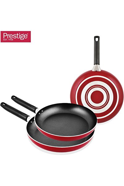Prestige Frypan set of 3 pieces|Aluminium|Non-stick|Dishwasher Safe-Red