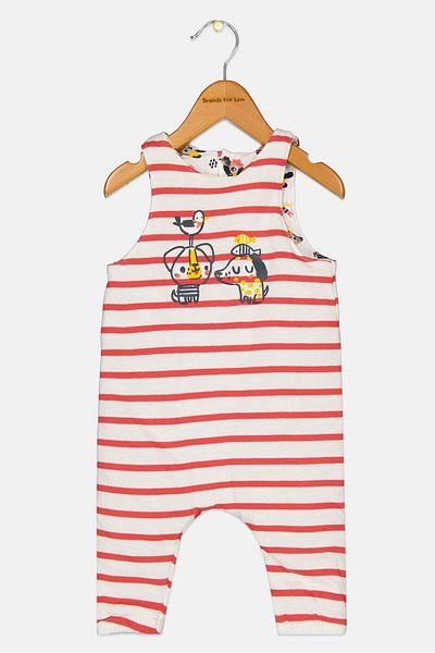 Dp Am Toddlers Boy Sleeveless Stripe Romper, White
