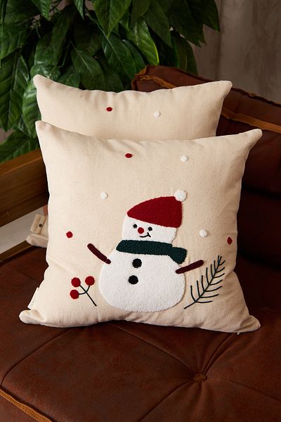 Ersperto 1 Piece Winter Series Punch Punch Pattern Embroidered Throw Pillow Cover 43X43Cm