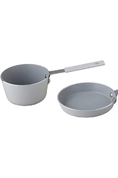 Generic Parfait 2-Piece Durable Non-Stick Aluminium Mini Cookware Set Grey 10X10CM 2019M-05-G