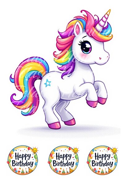 telaşe memuru Unicorn Pasta Resmi Ve Baskısı - Unicorn Yenilebilir Kağıt Past...