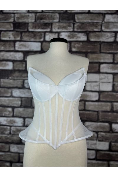 Metay Design White Transparent Corset Butterfly Model Bustier