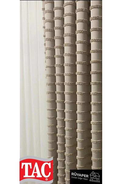 Taç Dream Cappuccino Color Tasseled Background Curtain Linen Single Wing 1St Quality Brochol Gift