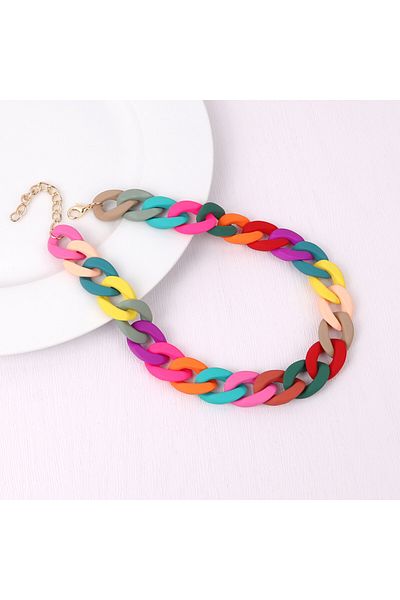 Choice Colorful FishSheep Fashion Colorful Acrylic Matte Chain Choker Necklace for Women Statement Resin Wi