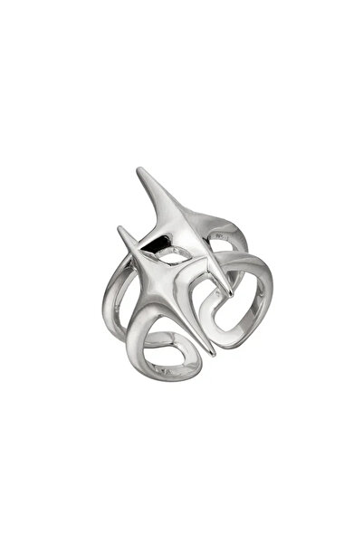 Choice خواتم مفتوحة من الفضة Y2K Hip Hop باللون الفضي والنحاسي على شكل نجوم للنساء والرجال خاتم قابل للتعديل للزوجين