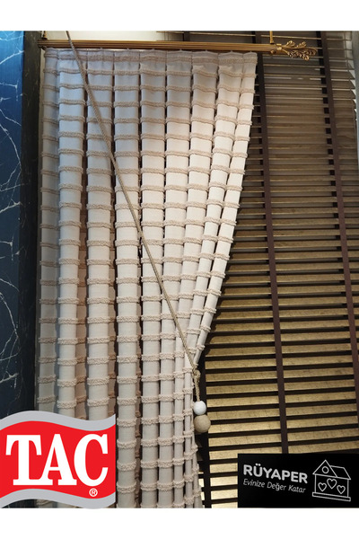 Taç Tasseled Background Curtain, Dreamper Mink Color and Brochol Gift