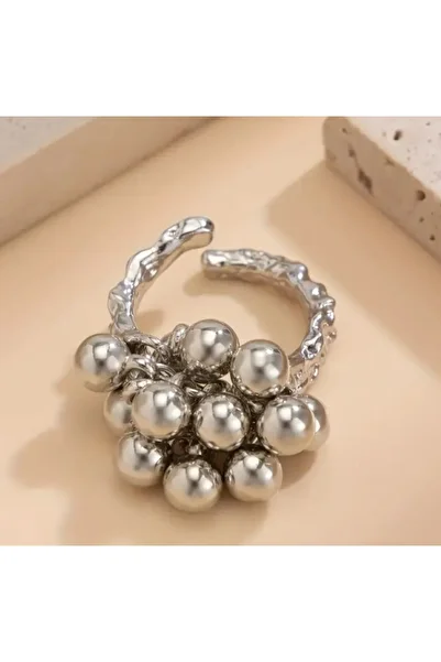 Dgt Luxury Elegant Beaded, Dangle, Silver Adjustable Ring
