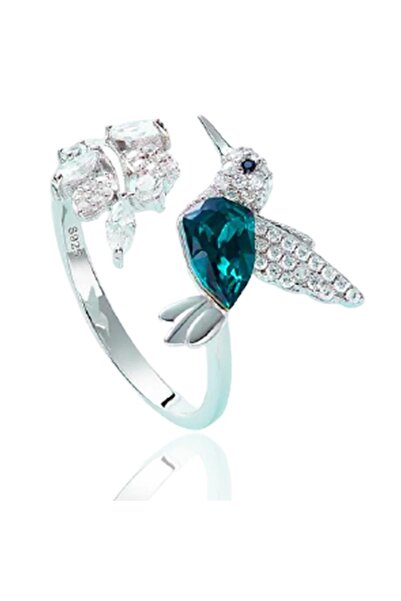 Choice LA1077 خواتم أنيقة قابلة للتعديل من الحجر الأزرق الطبيعي على شكل طائر الطنان للنساء خواتم مملوءة بالزجاج للنساء