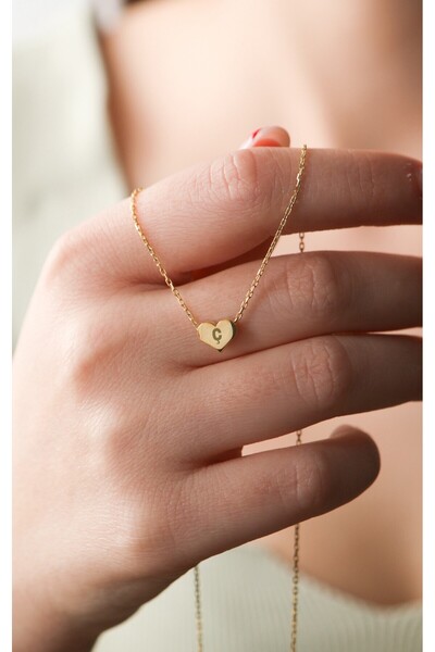LİNOVE JEWELLERY Ç Harf Gümüş Kolye 925 Ayar Gümüş Üzeri 14k Altın Kaplama Ha...