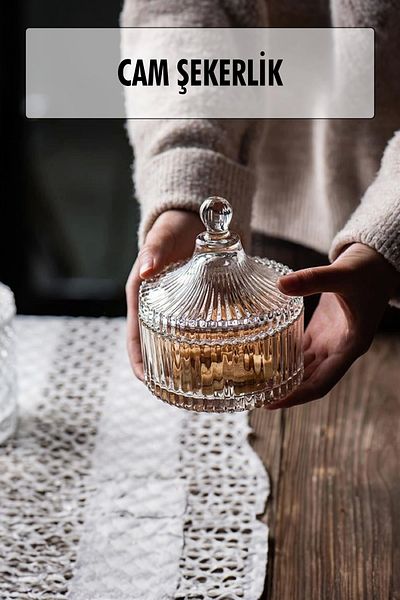 Depa Striped Glass Sugar Bowl