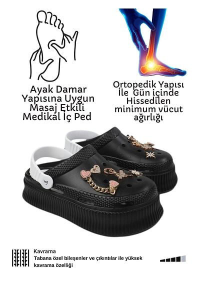 Liarca Medical Slippers with Orthopedic Pads, Massage Effect, Super Soft, Comfortable, Stone Figured, Doctor Hospital Nurse
