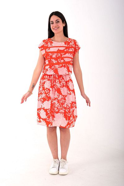 Blues Outlet ROCHIE DE FEMEIE CU CĂPTUȘEALĂ ELASTICĂ LA TALIE ZERO-COL-ORANGE