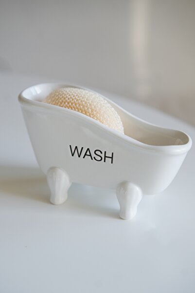 Dekorzdükkan Ceramic Solid Soap Dish (Sponge Included)