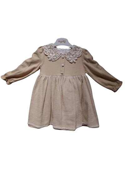 Mymio FİLELİ DANTEL YAKALI KIZ ELBİSE
