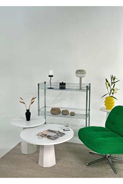 kuppdesign Lilyum Mantar Orta Sehpa Beyaz Ikili Set