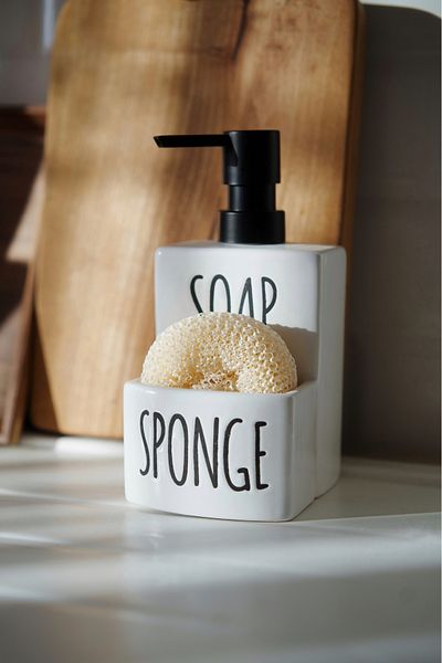 Dekorzdükkan Ceramic Sponge Liquid Soap Dispenser (Soap&Sponge)