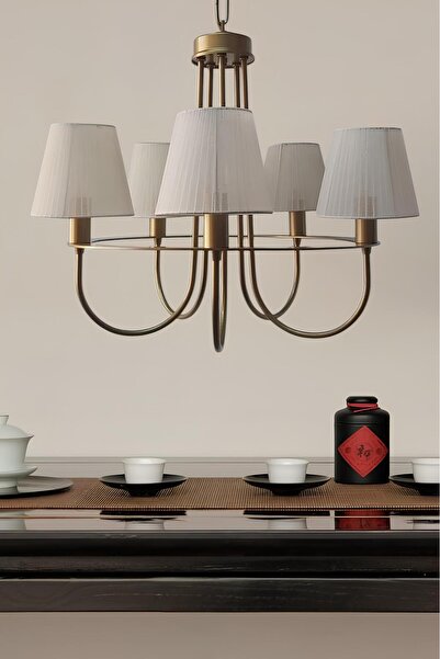 yıldırımavize 5'li Atlantis Avize Şapkalı Prinç Eskitme (TAM MONTAJLIDIR.) (L...