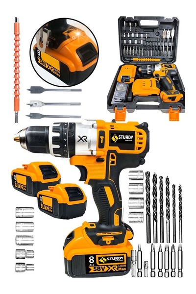 Sturdy XR MODEL  Çift Akülü Çelik ŞANZUMAN 5 Pilli Hızlı Şarjlı DARBELİ Akülü...