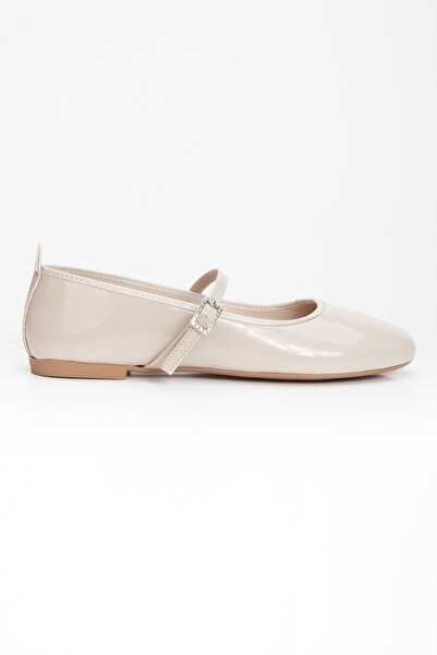 Mitto Women's Leather Patent Leather Lightweight Daily Belted Comfortable Ballerinas