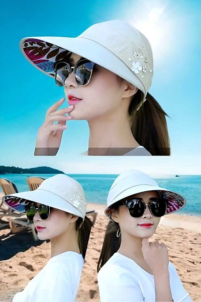 Trenderrs Women's Floral Patterned Summer Visor Hat