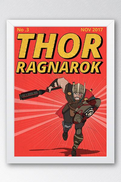 Saturn Επιτραπέζιο με κορνίζα Thor Ragnarok - Εκτύπωση αφίσας εξωφύλλου κόμικ Marvel
