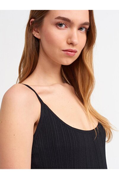 Dilvin Μαύρο φόρεμα με λουράκι