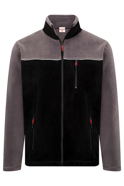VEGA PORT Black Gray Double Color Reflective Full Zipper 3 Pocket Men's Fleece