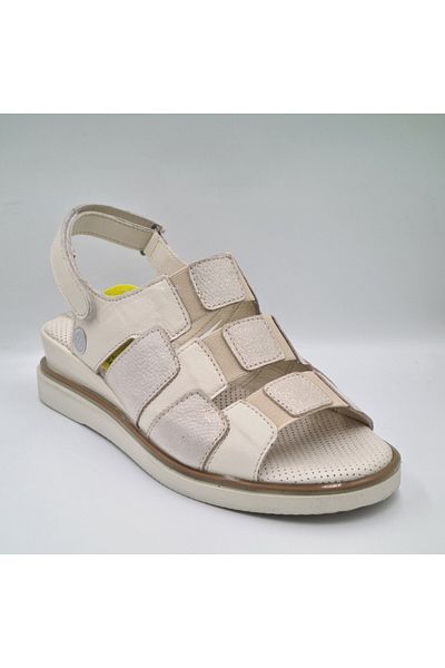 Mammamia Γυναικεία καθημερινά σανδάλια Cream Beige Γνήσιο Δέρμα D25YA-5040 Πίσω με κορδόνια Velcro