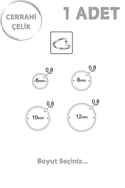 Blisse Piercing Unisex Cerrahi Çelik En İnce Barlı 0.8mm Tel Halka Hızma Piercing