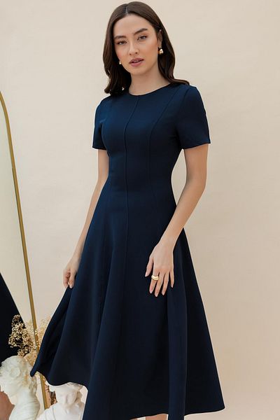 Sorridi Bicycle Collar Flounced Short Sleeve Premium Dress