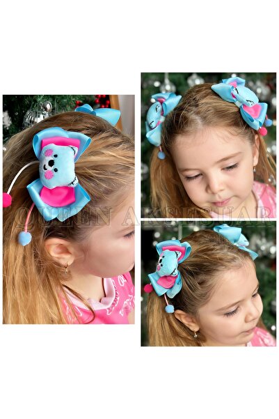 QUEEN AKSESUAR Розово-син спираловиден комплект с двойни щипки за коса