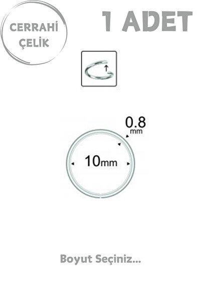 Blisse Piercing Unisex Cerrahi Çelik En İnce Barlı 0.8mm Tel Halka Hızma Piercing