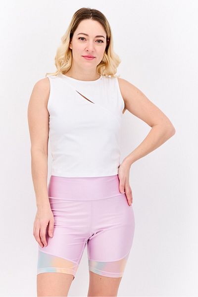 Tribe of 6 Women Sportswear Fit Sleeveless Training Tank Top, White