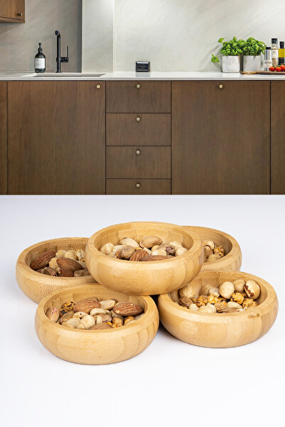 naturelove Bambu Yuvarlak 5 Adet Kase Çerezlik 10 Cm Çap