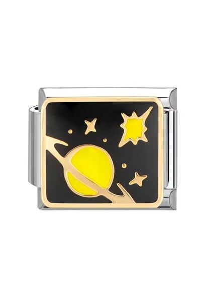 Bluw Jewelry سحر إيطالي منقوش على شكل زحل M1