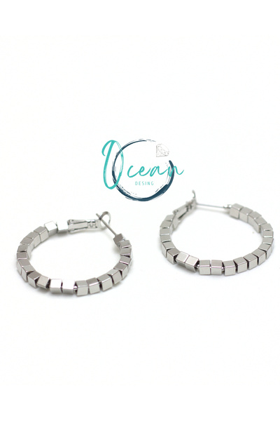 OCEANDESING Steel Silver Color Hoop Women's Earrings – Minimal & Modern Design