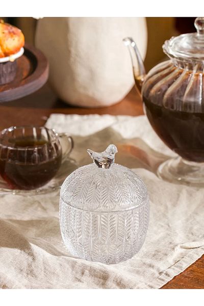 LC Waikiki Lcw Home Colorless Glass Sugar Bowl with Lid 9 cm t t