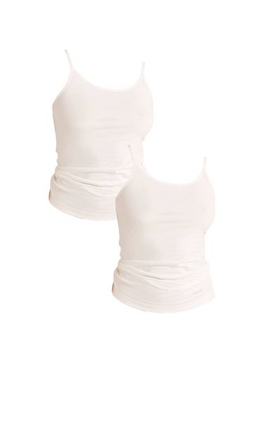 Kom Women's Modal Cotton Lycra Rope Strap 2-Piece White Undershirt