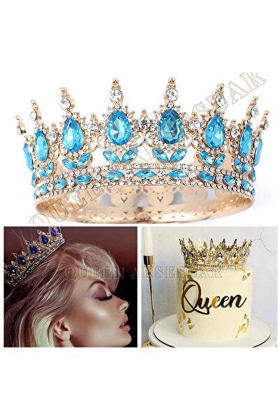 Queen Nelly حلقة معدنية فاخرة مزخرفة - تاج الملك الملكة تاج خطوبة رأس الزفاف ...