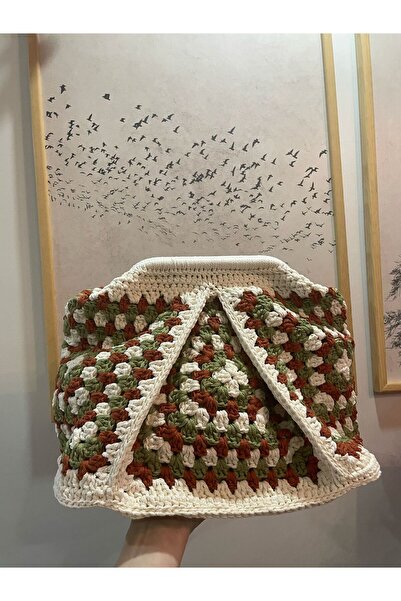 Nurayın Örgü Evi Polyester Makrome İle Örülmüş El Emeği Çanta
