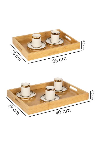 naturelove Bamboo 2 Tray Presentation Tea and Breakfast Tray Luxury