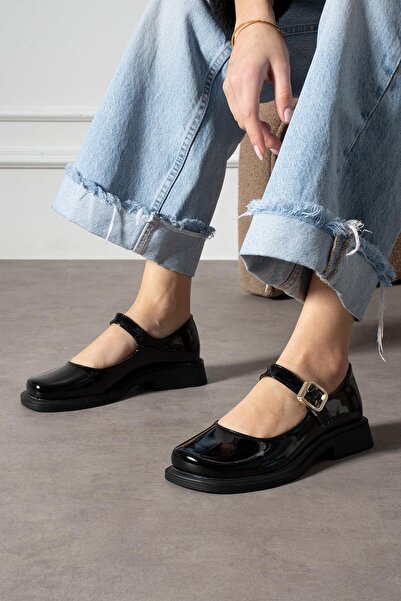 ShoeTek Jolanta Γυναικεία Μπαλαρίνα Μπαλαρίνα με λουράκια Μαύρα Παπούτσια Μοκ...