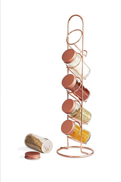 Tutku metal standtlı 5 li kapaklı  cam baharatlık 92 ml