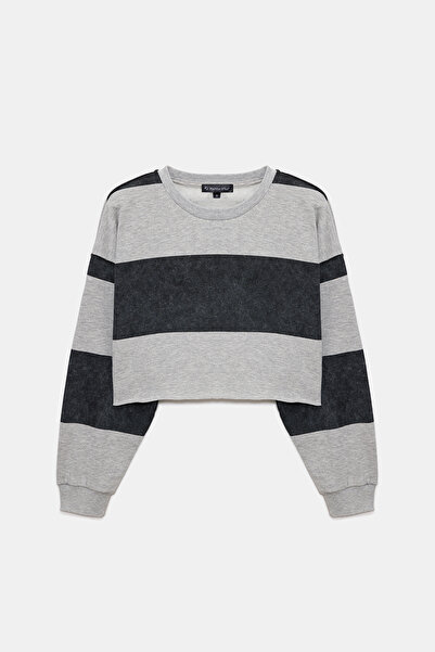 No Matter What Striped Hooded Crop Sweatshirt