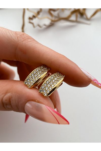 Lucky Designs Gold Color Non-Tarnish Earrings with Plated Zircon Stones on Steel / Xuping Earrings / Anti-Allergic Earrings