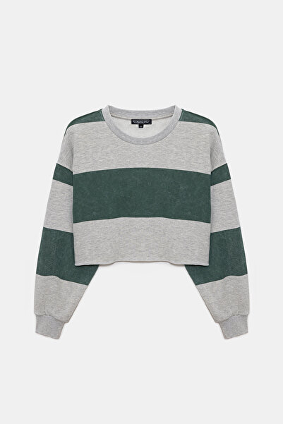 No Matter What Striped Hooded Crop Sweatshirt