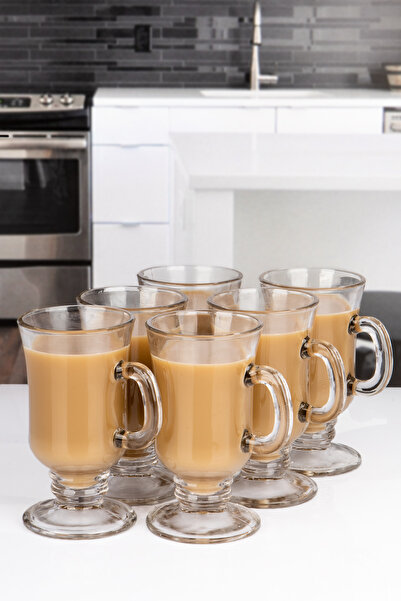 mafa home 6 Pieces of Imported Irish Model Latte Hot Chocolate Sahlep Cups with Feet and Handles