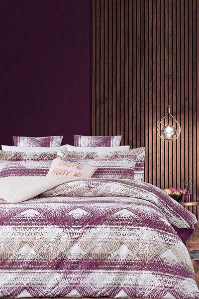 İQON Σετ Παπλωματοθήκη με Ελαστικά Σεντόνια - Victoria Plum