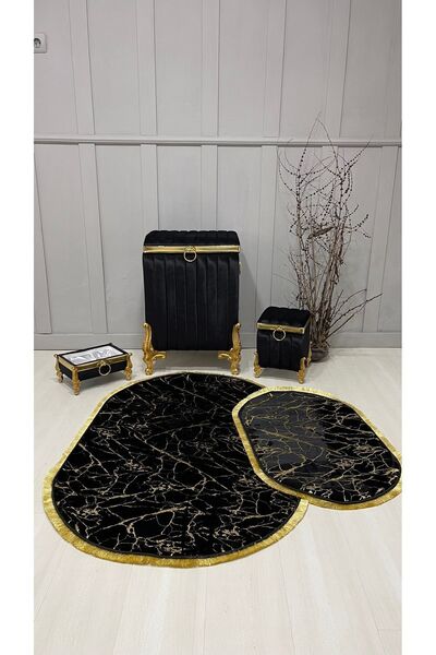 asra tasarım Kadife Çamaşır Sepeti , Paspas Takımı Ve Banyo Seti(komple Set )